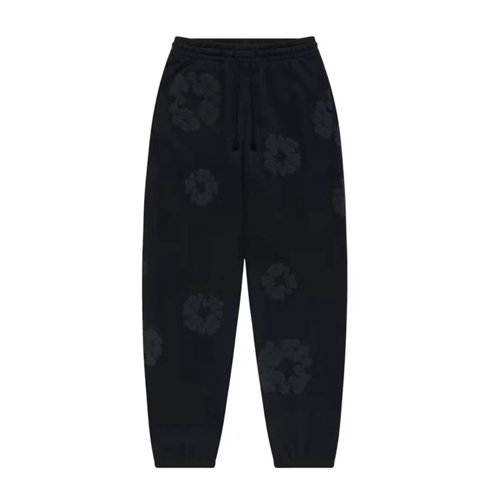 DENIM TEARS COTTON WREATH SWEATPANTS BLACK MONOCHROME