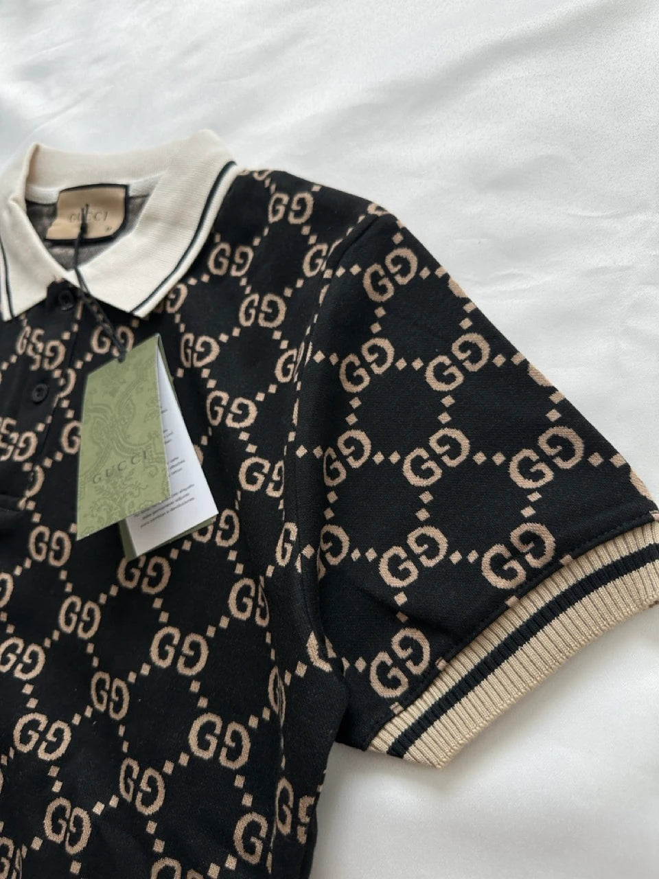 GG PRINTED MONOGRAM POLO NECK KNITWEAR T SHIRT