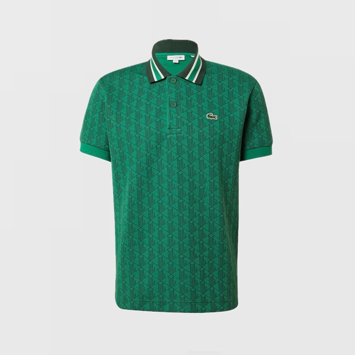 LACOSTE MONOGRAM CLASSIC FIT POLO NECK T-SHIRT- GREEN