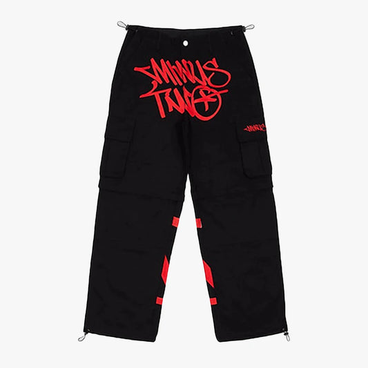 MINUS TWO BLACK GRAFF CARGOS (RED LOGO)