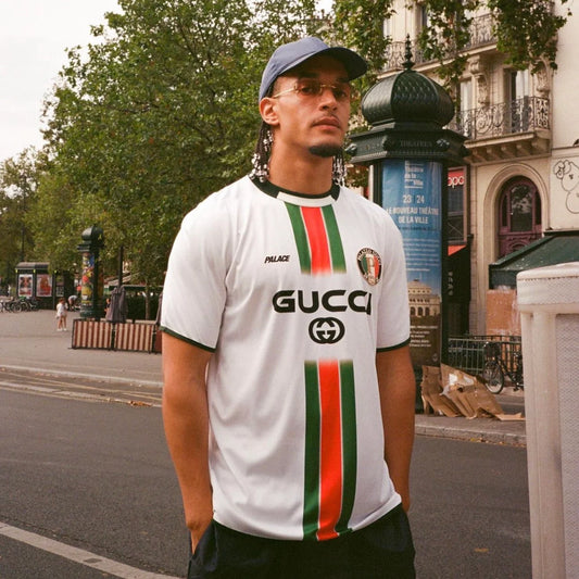 PALACE X GUCCI PRINTED FOOTBALL TECHNICAL JERSEY T-SHIRT