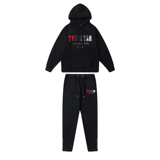 TRAPSTAR CHENILLE DECODED HOODIE TRACKSUIT- BLACK/RED