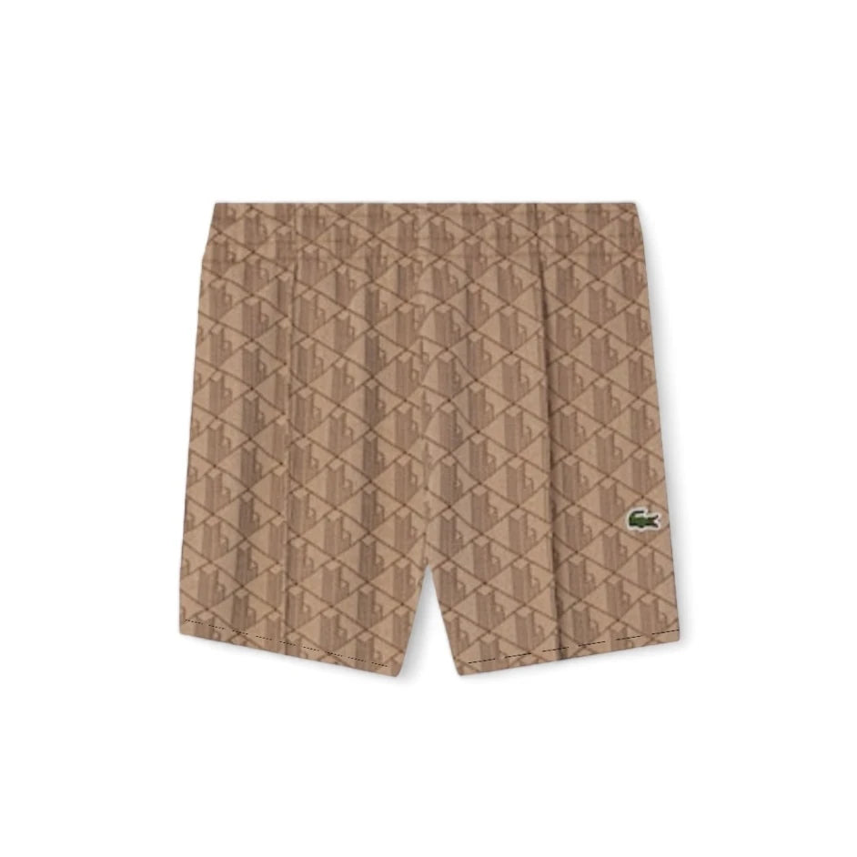 LACOSTE MONOGRAM CLASSIC SHORTS- BEIGE/BROWN