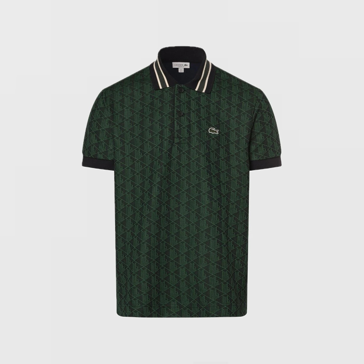 LACOSTE MONOGRAM CLASSIC FIT POLO NECK T-SHIRT- NAVY BLUE/GREEN