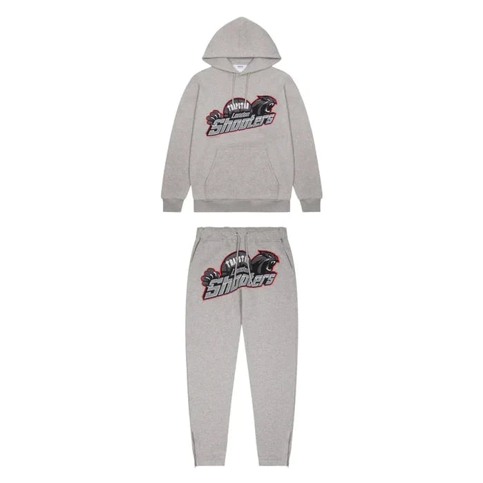 TRAPSTAR SHOOTERS HOODED TRACKSUIT GREY/RED