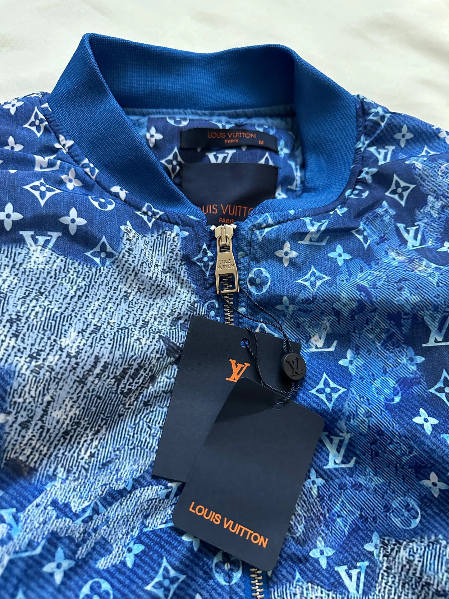 LOUIS VUITTON BLUE MONOGRAM BOMBER JACKET