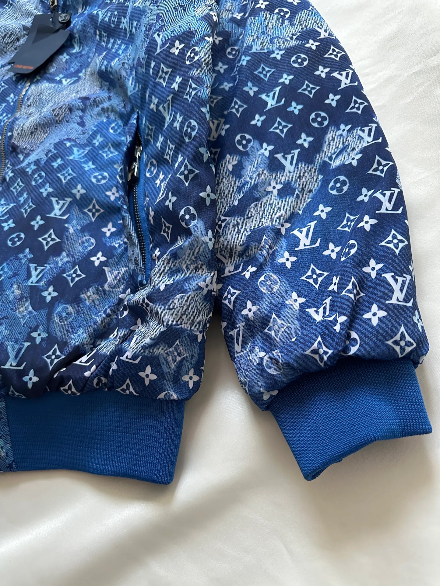 LOUIS VUITTON BLUE MONOGRAM BOMBER JACKET