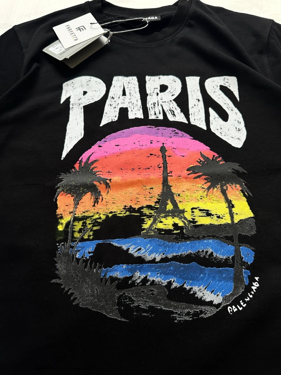 BALENCIAGA PARIS EIFFEL TOWER LOGO T SHIRT