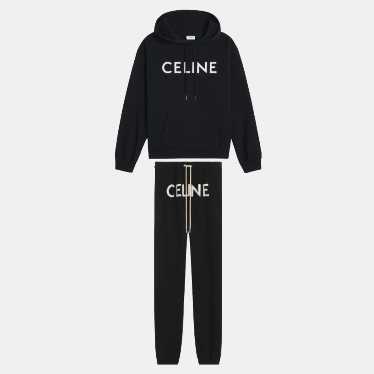 CELINE TRACKSUIT IN COTTON FLEECE - BLACK/WHITE