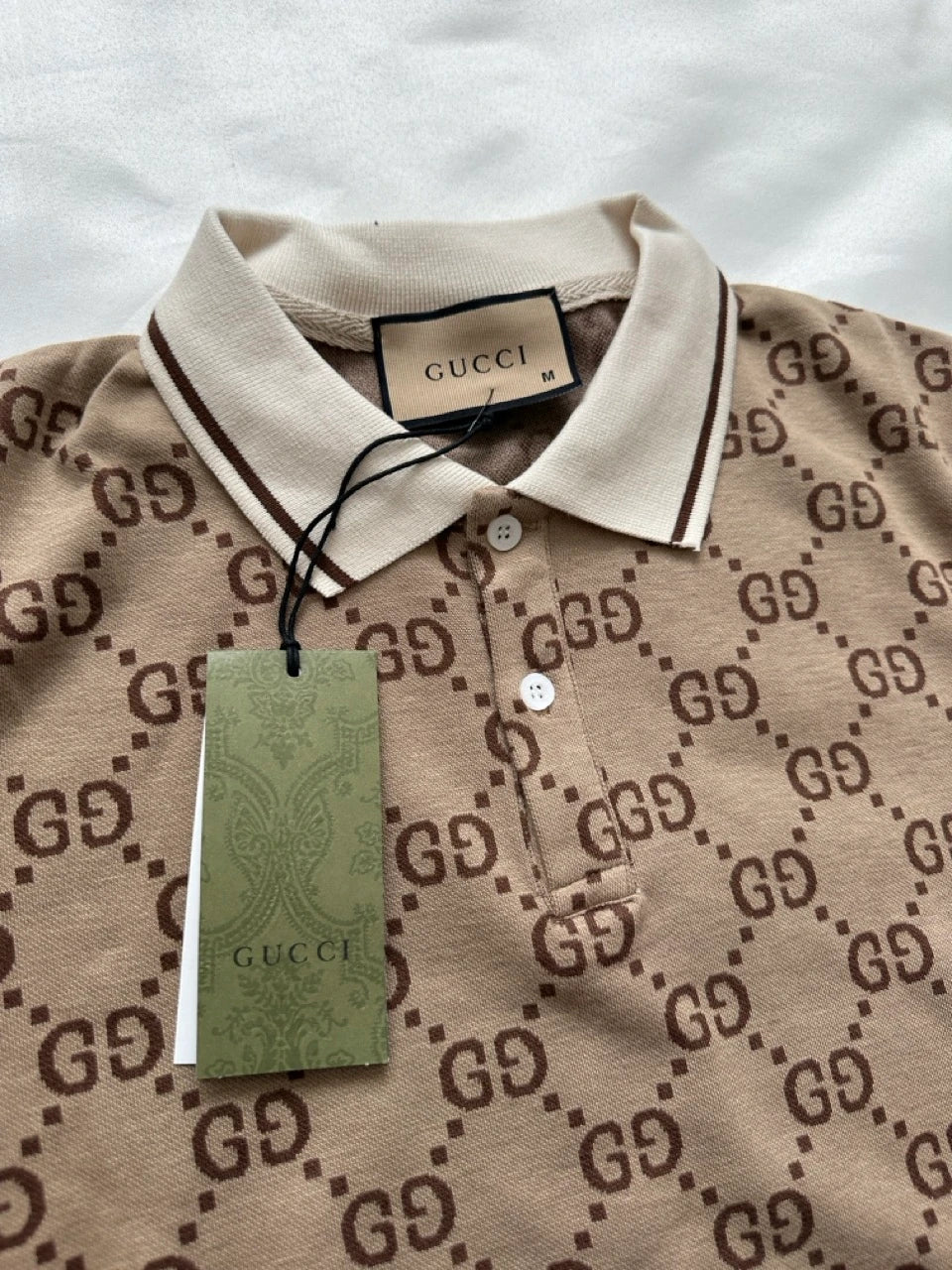 GG PRINTED MONOGRAM POLO NECK KNITWEAR T SHIRT