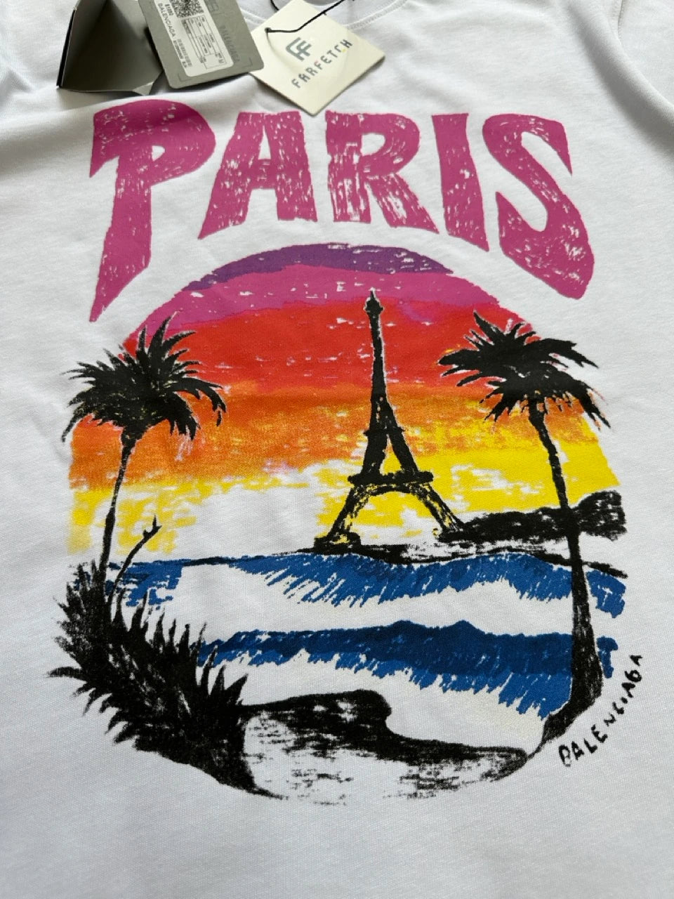 BALENCIAGA PARIS EIFFEL TOWER LOGO T SHIRT