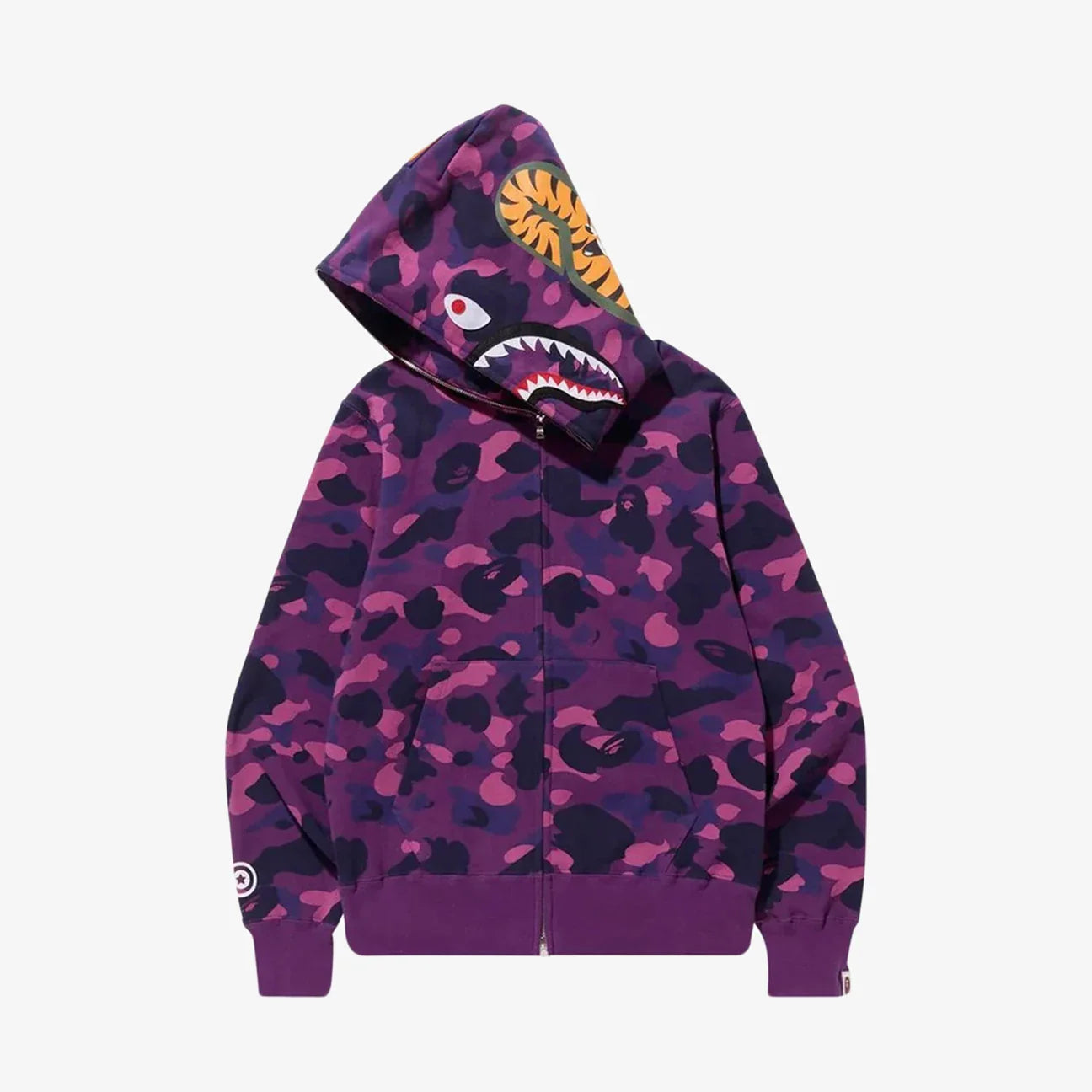 BAPE COLOR CAMO DETACHABLE SHARK FULL ZIP HOODIE PURPLE