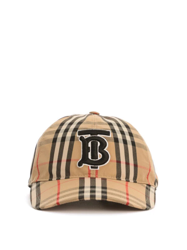 BURBERRY CHECK COTTON BASEBALL HAT