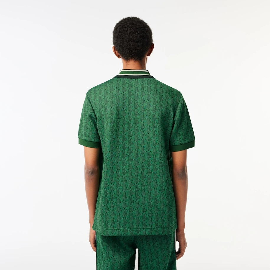 LACOSTE MONOGRAM CLASSIC FIT POLO NECK T-SHIRT- GREEN