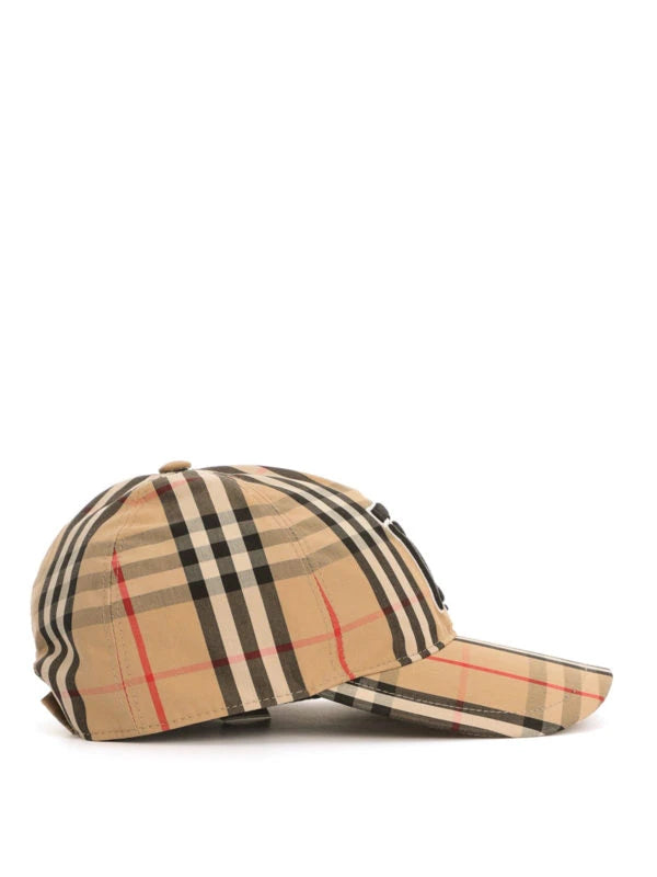 BURBERRY CHECK COTTON BASEBALL HAT