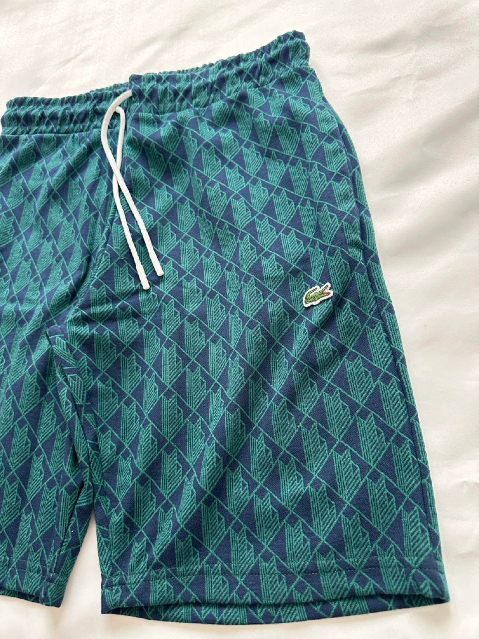 LACOSTE MONOGRAM CLASSIC SHORTS- NAVY BLUE/GREEN