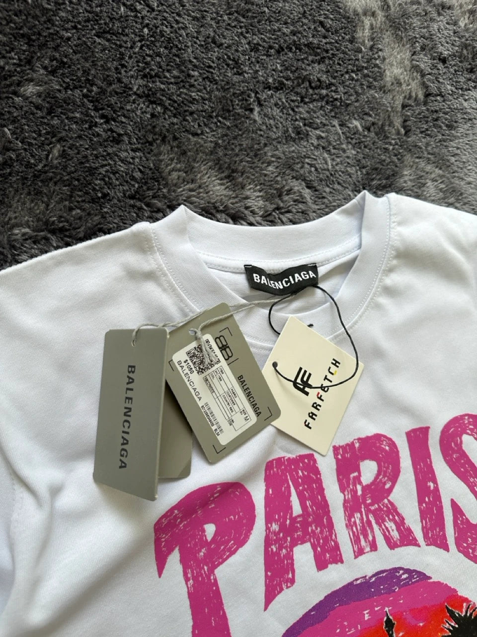 BALENCIAGA PARIS EIFFEL TOWER LOGO T SHIRT