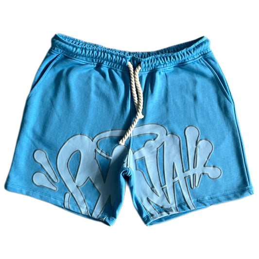 SYNAWORLD ‘SYNA LOGO’ SHORTS – BLUE AND GRAY