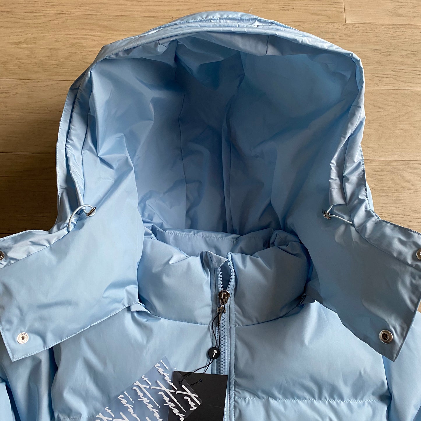 Detachable Ice Blue Hooded Puffer Jacket