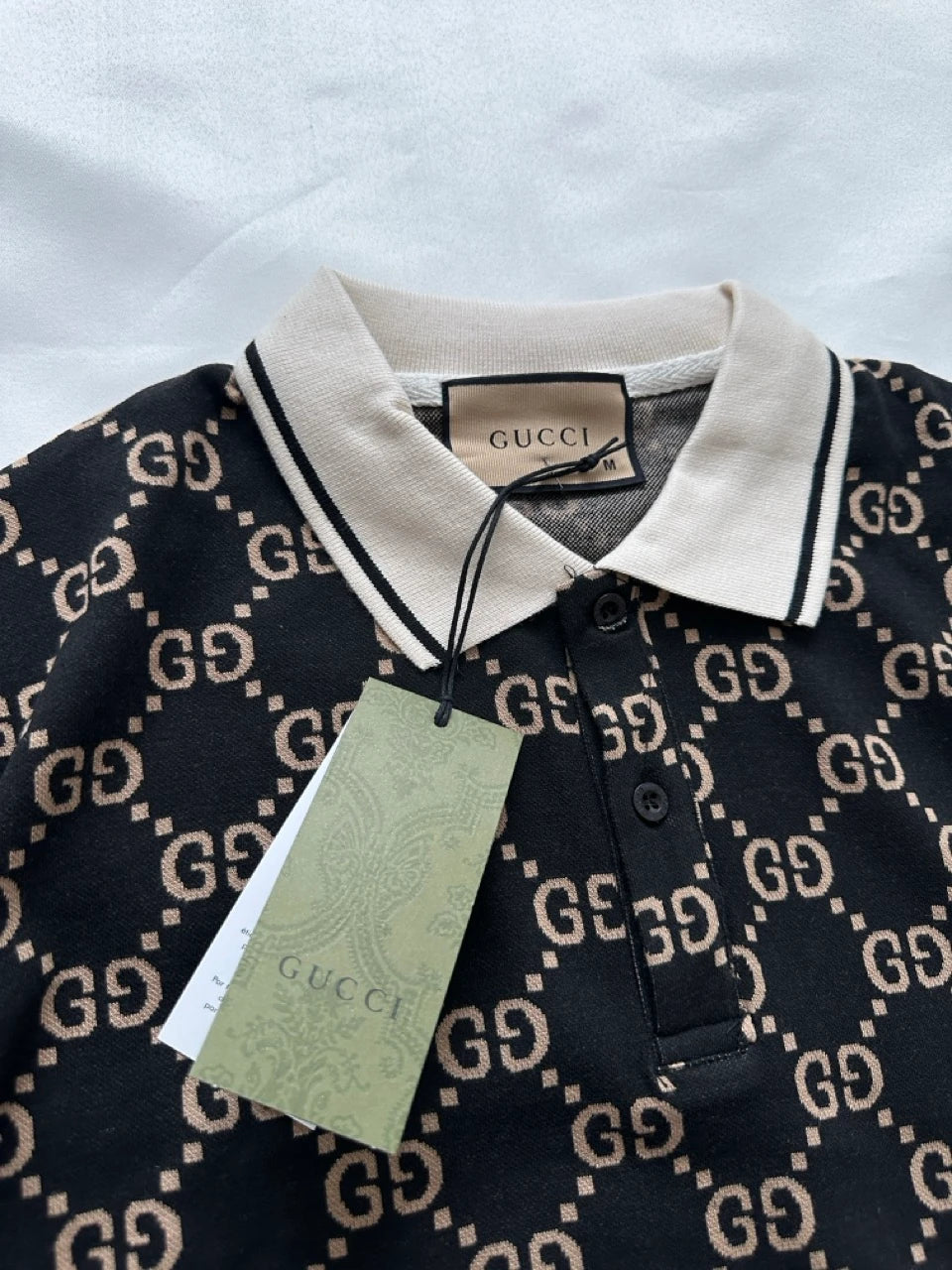 GG PRINTED MONOGRAM POLO NECK KNITWEAR T SHIRT