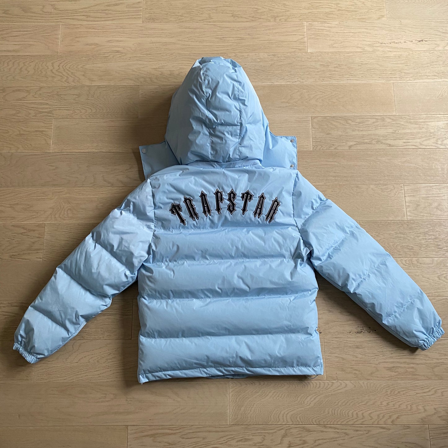 Detachable Ice Blue Hooded Puffer Jacket