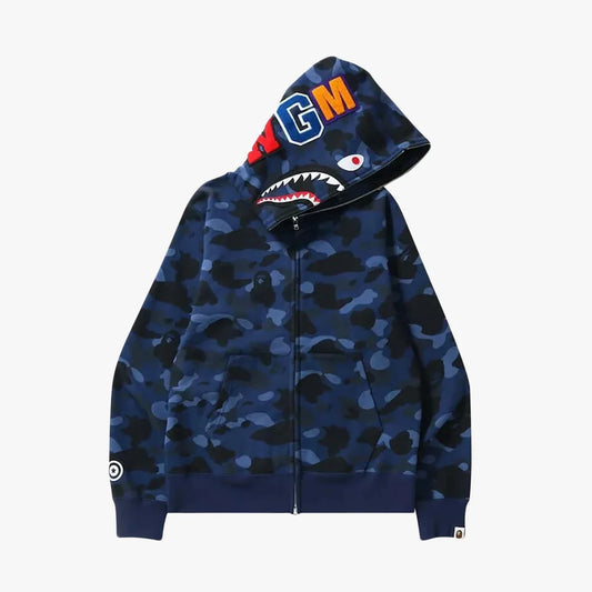 BAPE COLOR CAMO DETACHABLE SHARK FULL ZIP HOODIE BLUE