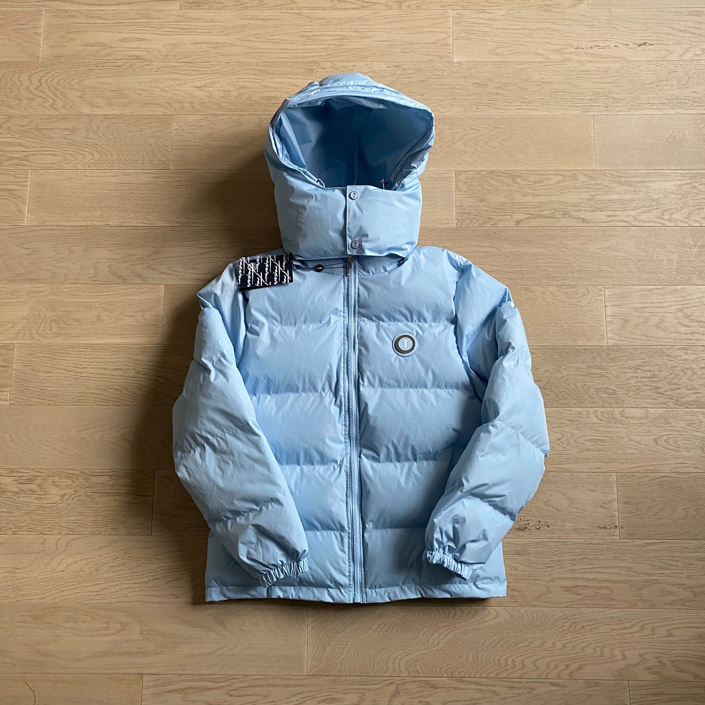 Detachable Ice Blue Hooded Puffer Jacket