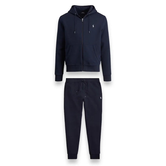 POLO RALPH LAUREN DOUBLE-KNIT FULL-ZIP HOODIE TRACKSUIT - NAVY BLUE