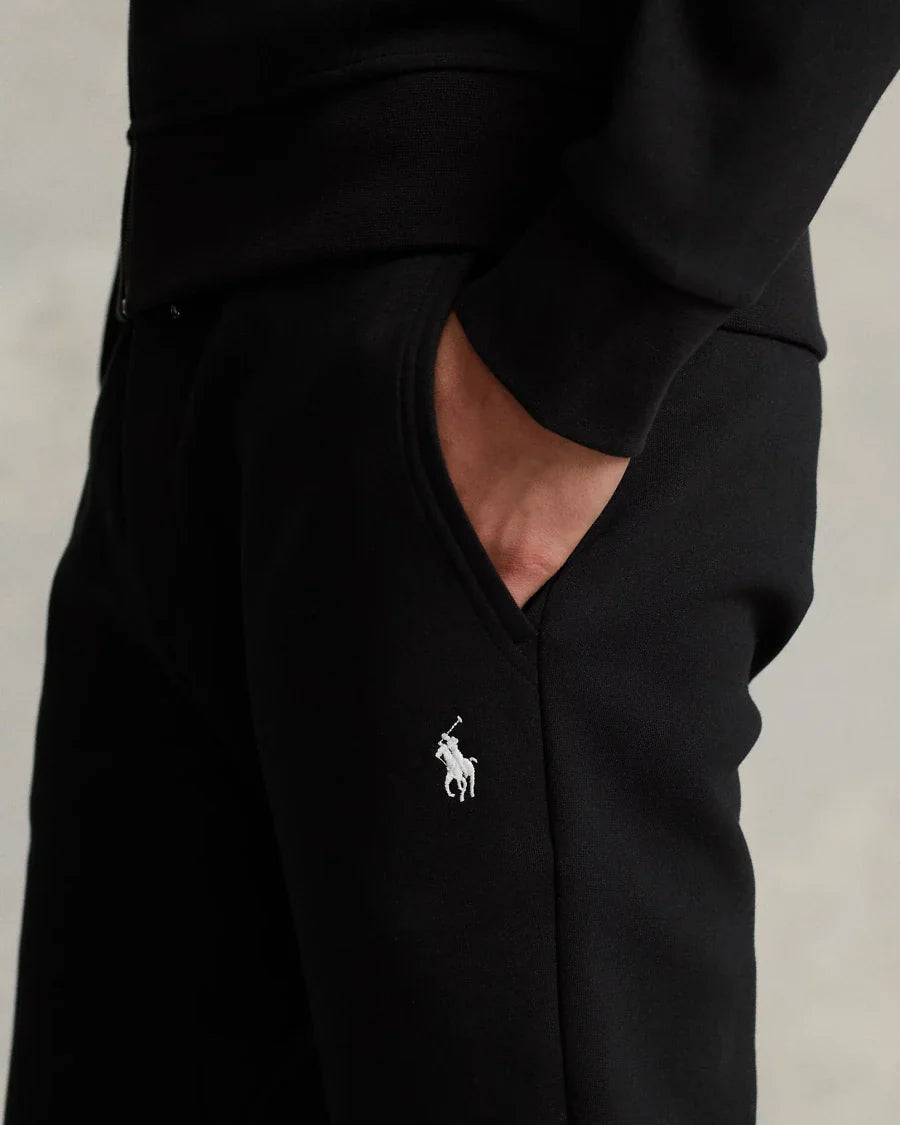 POLO RALPH LAUREN DOUBLE-KNIT FULL-ZIP HOODIE TRACKSUIT - BLACK