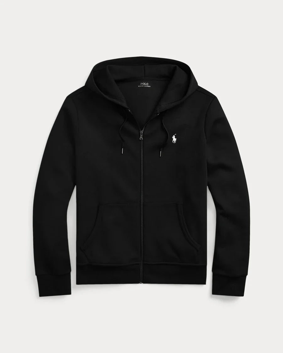 POLO RALPH LAUREN DOUBLE-KNIT FULL-ZIP HOODIE TRACKSUIT - BLACK