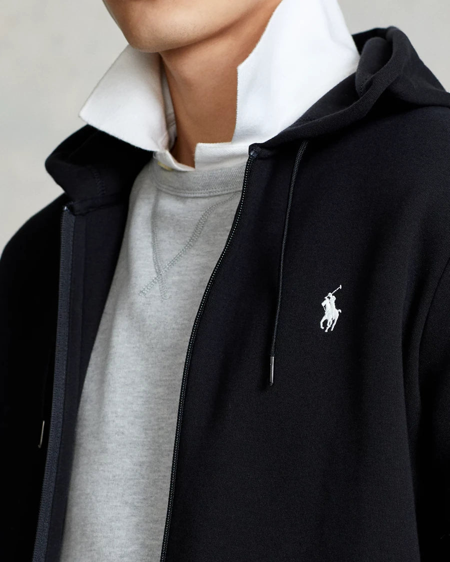 POLO RALPH LAUREN DOUBLE-KNIT FULL-ZIP HOODIE TRACKSUIT - BLACK