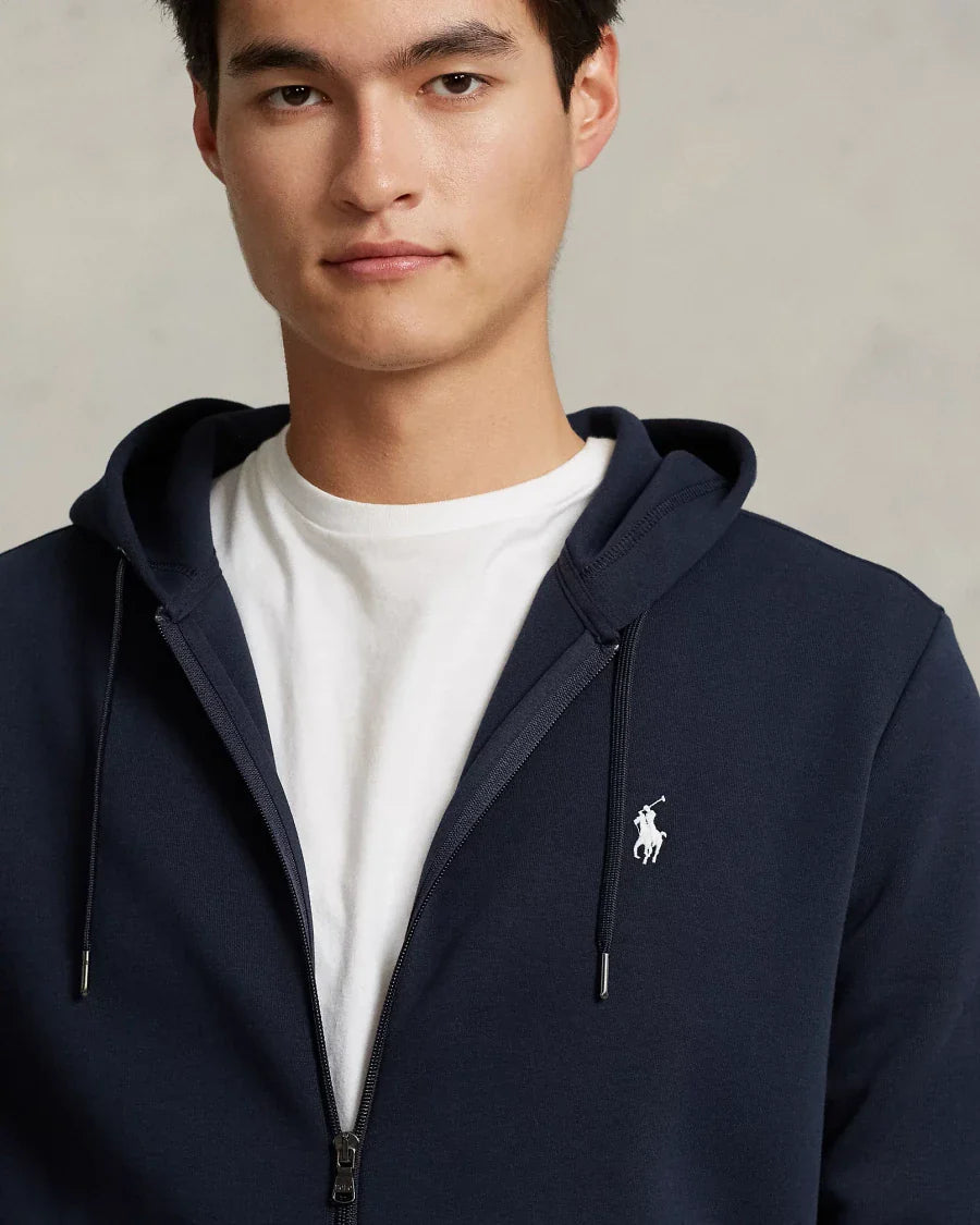 POLO RALPH LAUREN DOUBLE-KNIT FULL-ZIP HOODIE TRACKSUIT - NAVY BLUE