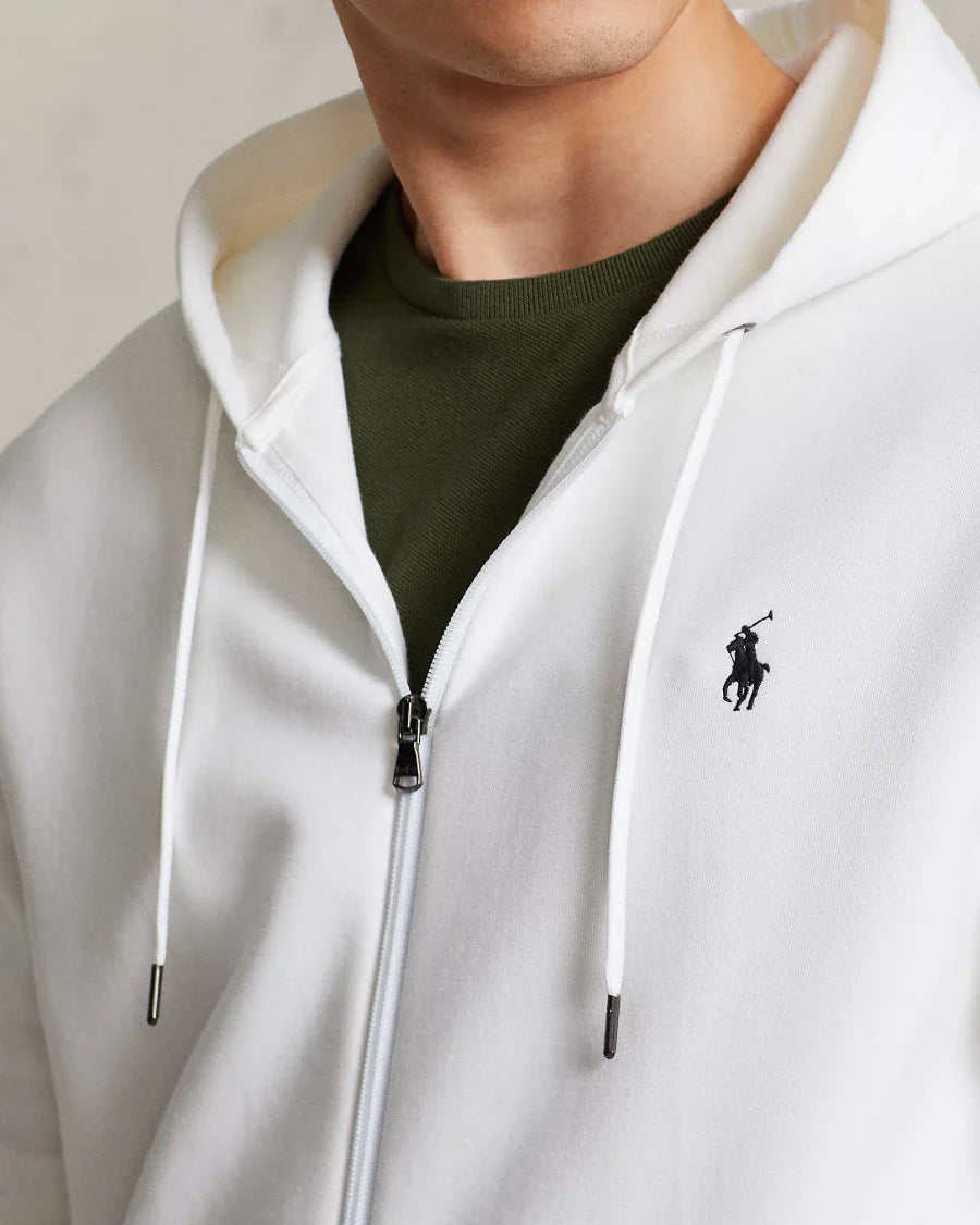 POLO RALPH LAUREN DOUBLE-KNIT FULL-ZIP HOODIE TRACKSUIT - WHITE