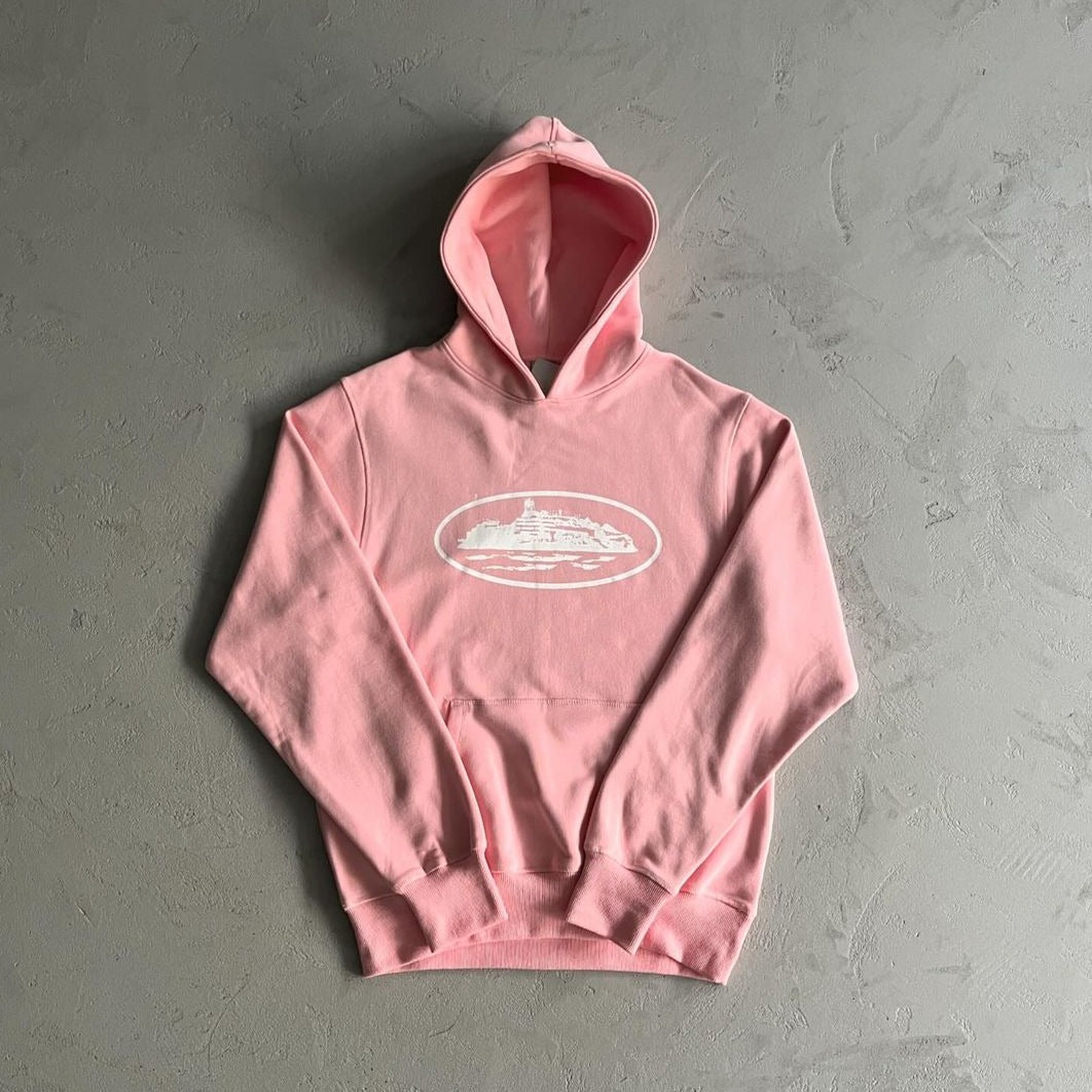 CORTEIZ ALCATRAZ BASIC PINK HOODIE.