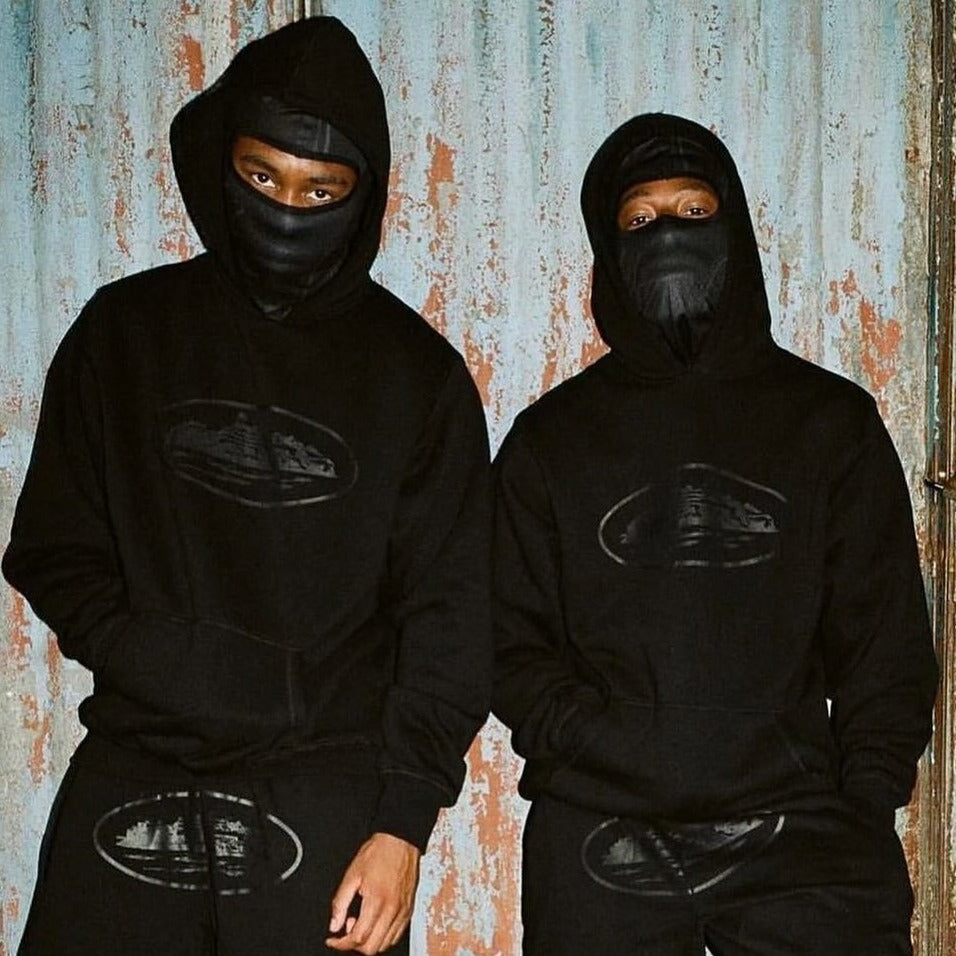 CORTEIZ TRIPLE BLACK ALCATRAZ LOGO TRACKSUIT