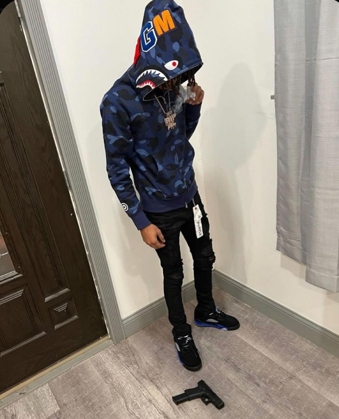 BAPE COLOR CAMO DETACHABLE SHARK FULL ZIP HOODIE BLUE