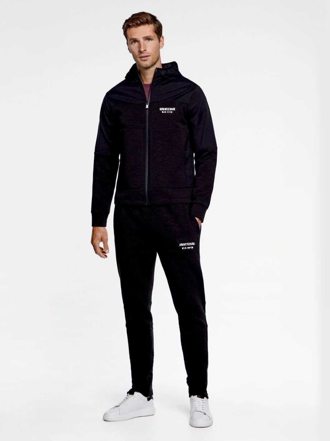 ARMANI EXCHANGE LOGO PREMIUM BLACK TRACKSUIT