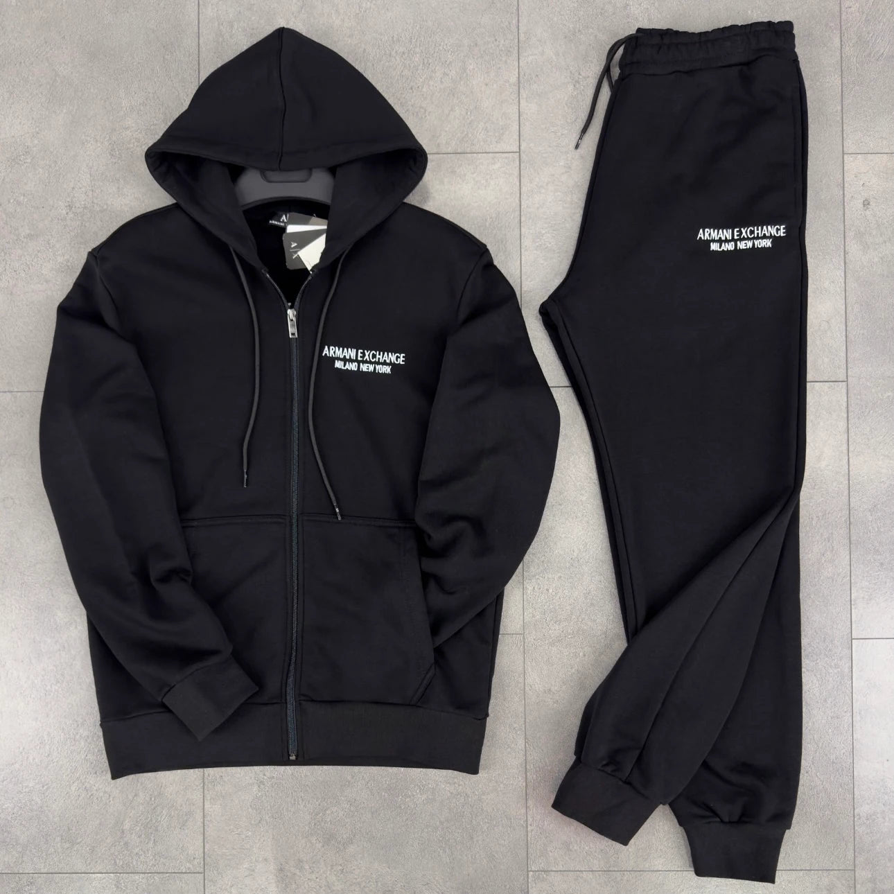 ARMANI EXCHANGE LOGO PREMIUM BLACK TRACKSUIT