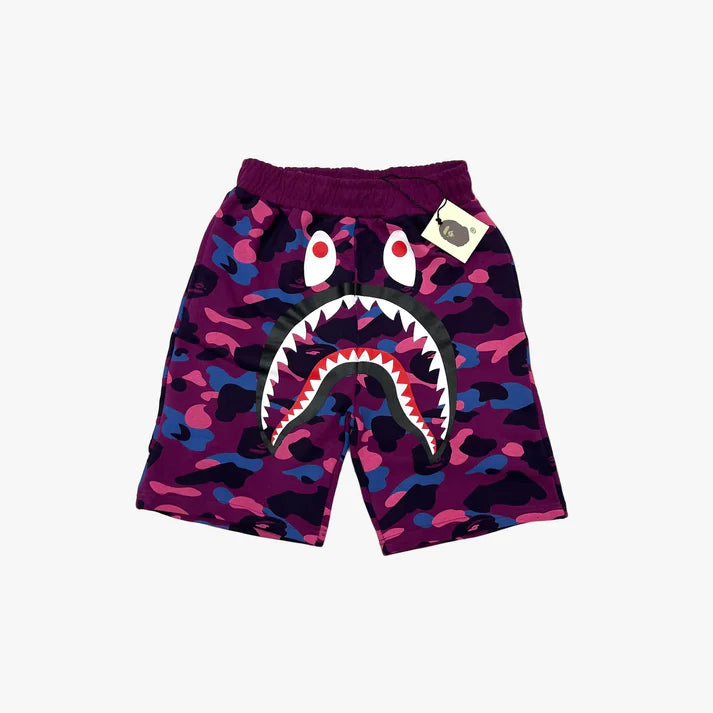 BAPE Color Camo Shark Sweat Shorts Purple