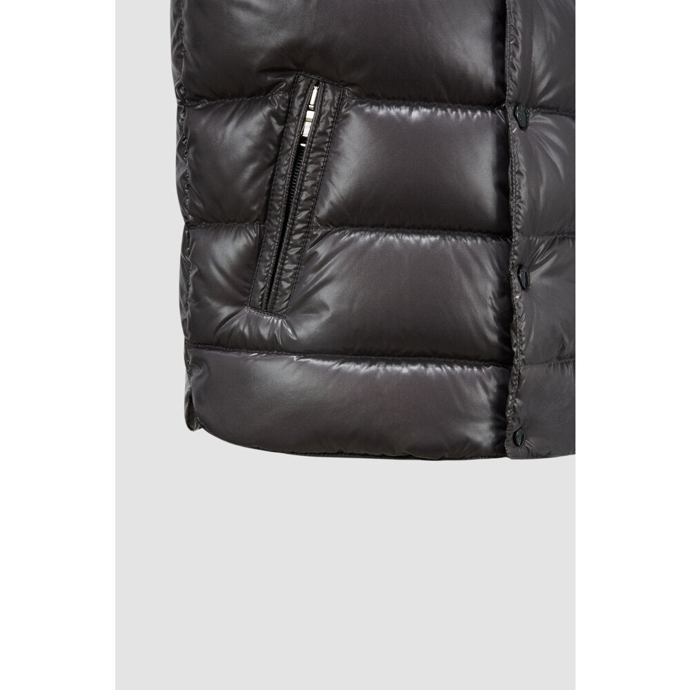 MONCLER BORMES LOGO PATCH QUILTED DOWN PUFFER VEST