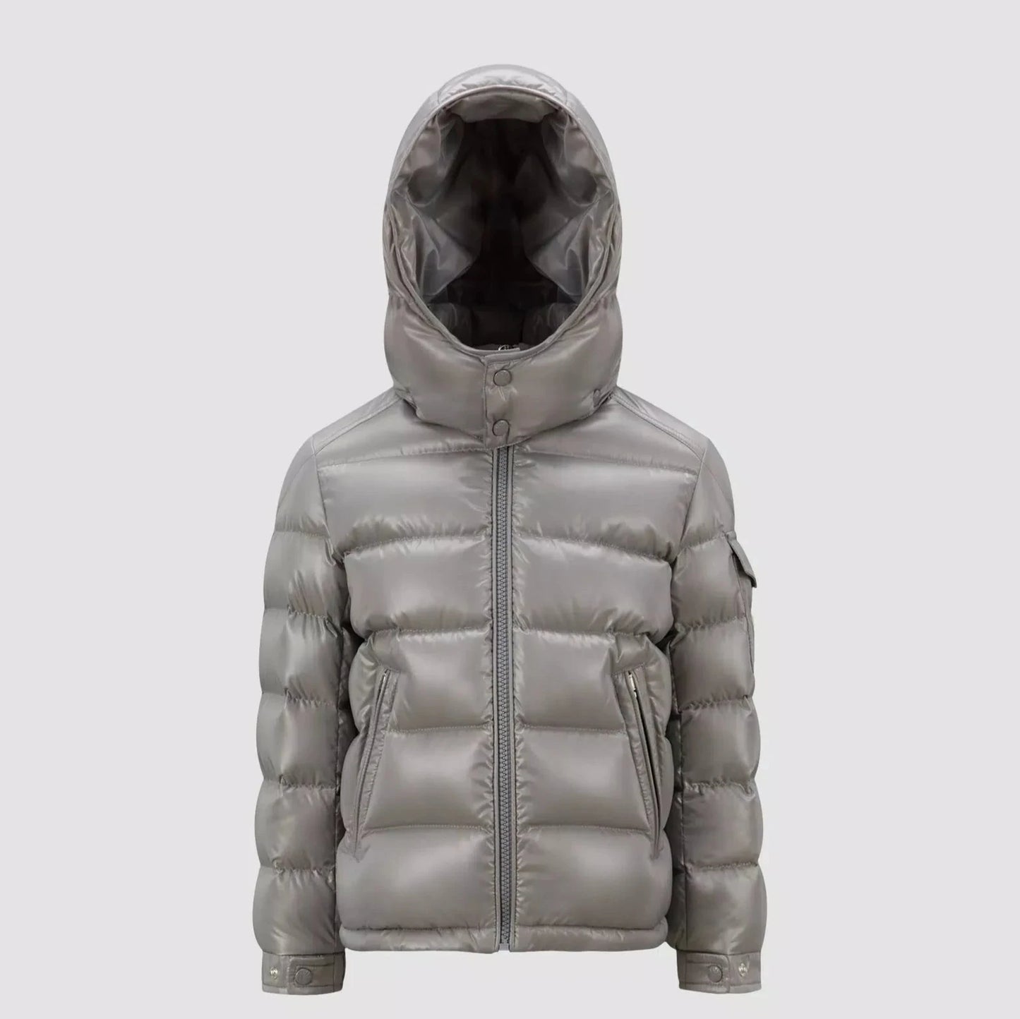 MONCLER MAYA HOODED SHINY COAT - CREAM