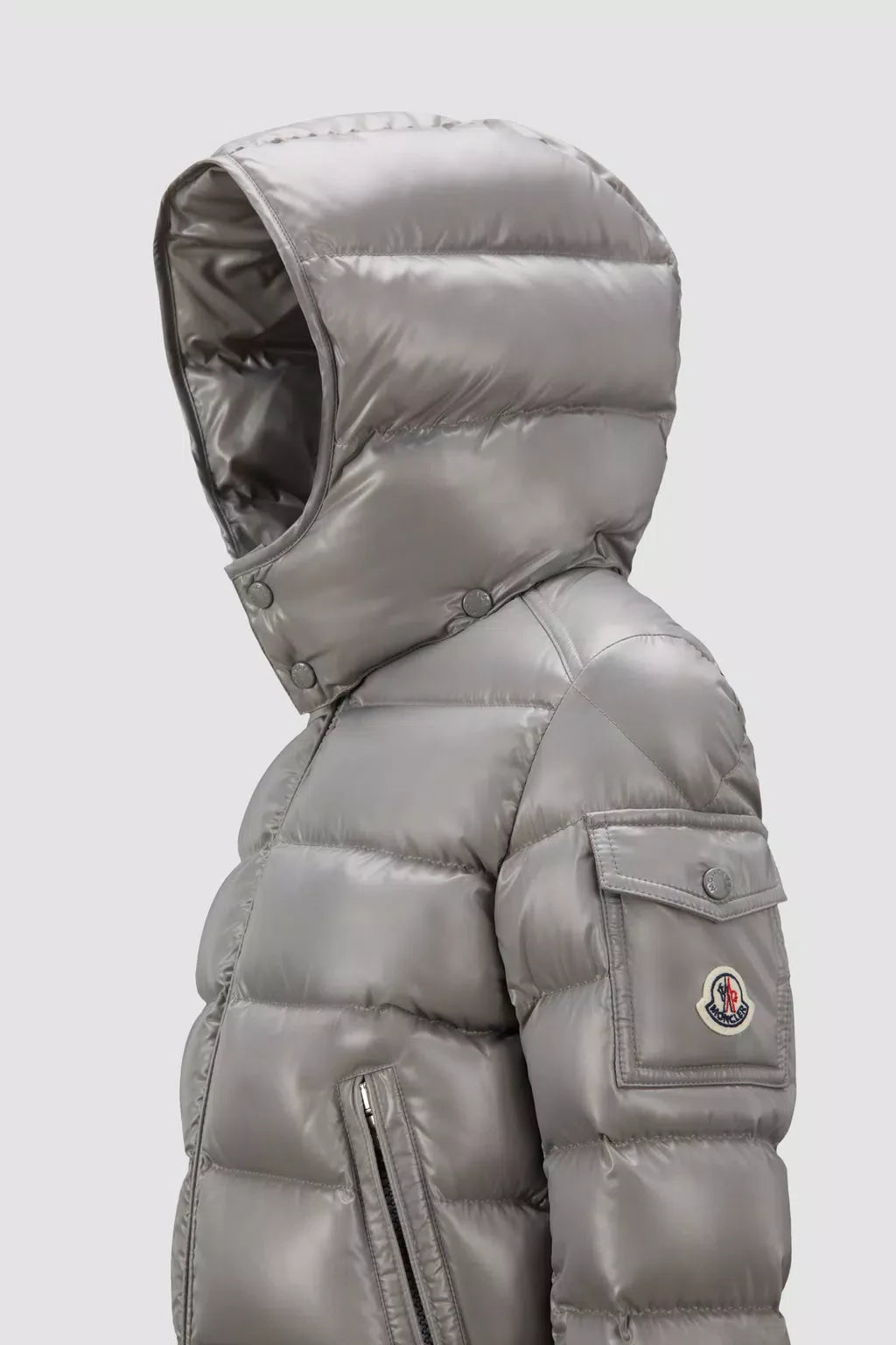 MONCLER MAYA HOODED SHINY COAT - CREAM